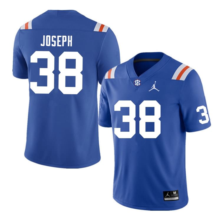 Men's NCAA Florida Gators Carlson Joseph #38 Stitched Authentic Nike Blue Throwback College Football Jersey YHD7765YY